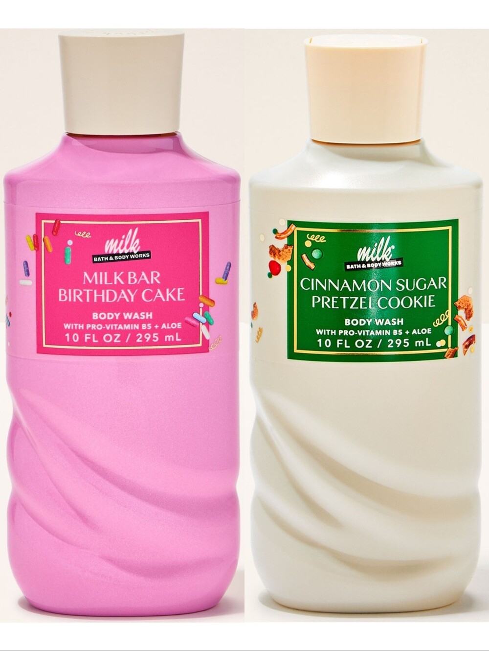Bath Body Works Milk Bar Birthday Cake & Cinnamon Sugar Pretzel Cookie Body Wash